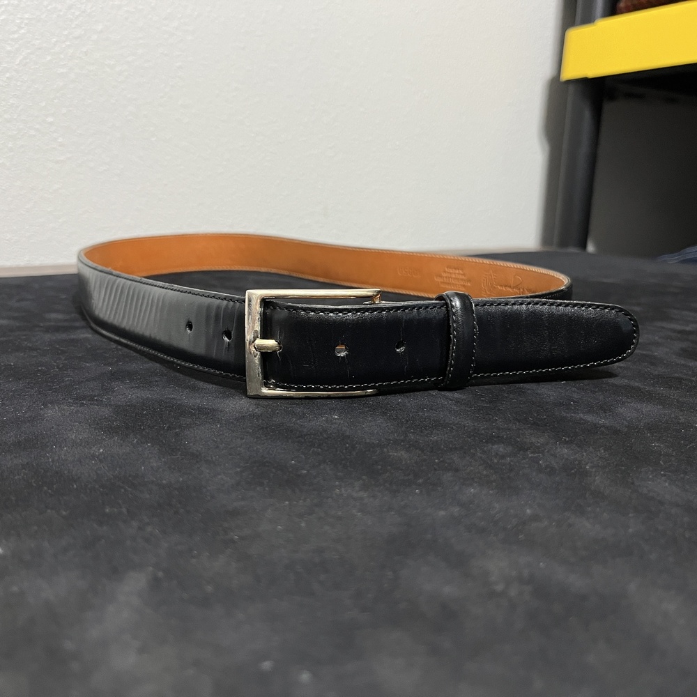 Martin Dingman Belt Mens 36 Black Leather Dress Milled Finish Hand Made USA